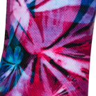 Textured view of a seamless toe sock with pink and blue floral design print.